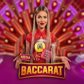 Mega Baccarat slot logo by Pragmatic Play at WinRolla Casino